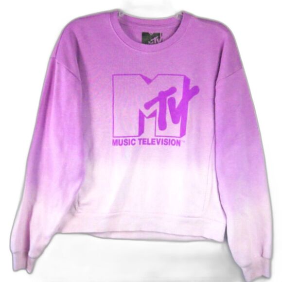 MTV Sweatshirt Womens XL Vintage Pullover Music Television Graphic Ombre Purple - Picture 1 of 10